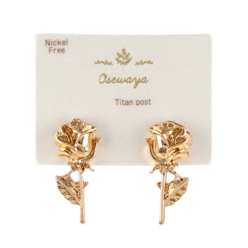 ピアス ニッケルフリー ローズ 薔薇 メタル チタンポストピアス