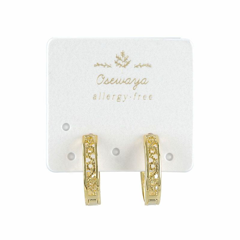 樹脂ピアス 透かし模様 メタル フープピアス