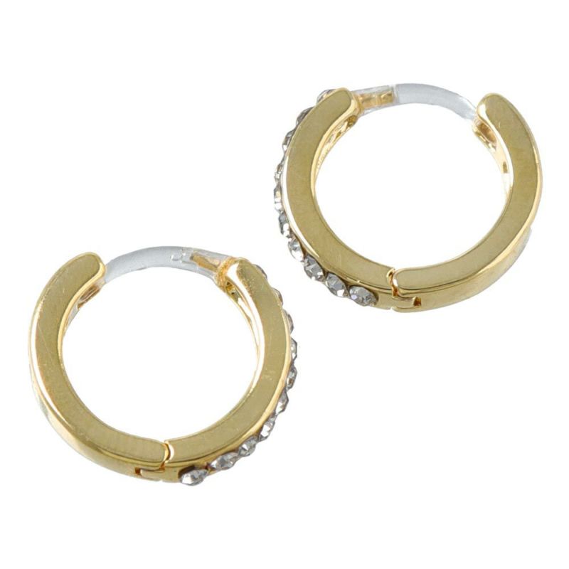 樹脂ピアス メタル ストーン 1.3cm フープピアス