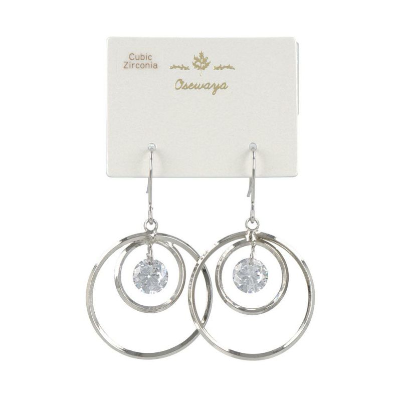 ピアス キュービックジルコニア メタル ダブル サークル フックピアス