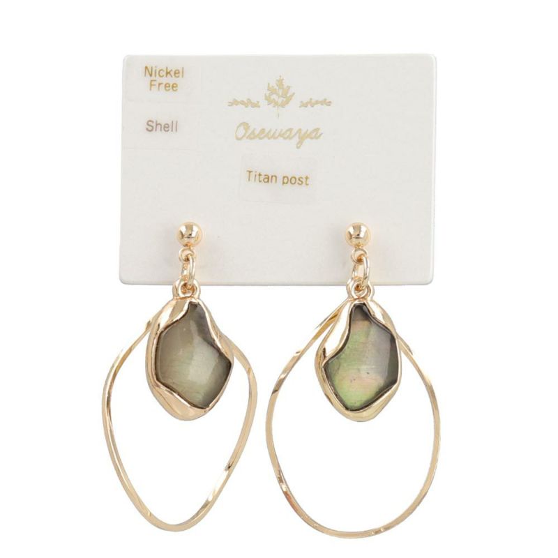 ピアス ニッケルフリー シェル メタル ツイスト ドロップ チタンポスト スタッドピアス