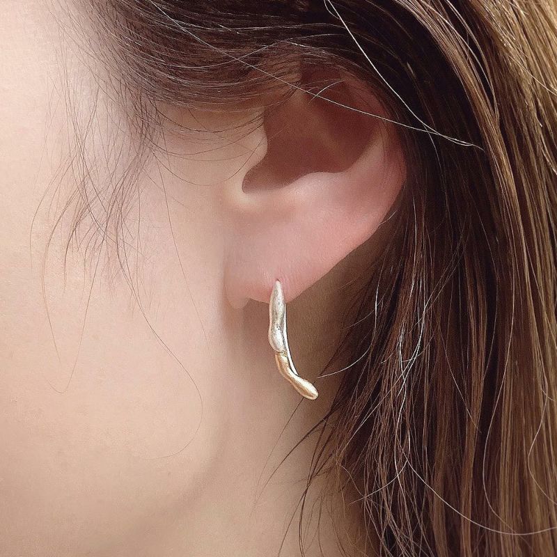 【LIMITED NUMBER】MOON マットメタル コンビカラー 3way クリップピアス ニッケルフリー