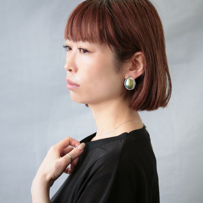 aurora bubble プランプカボション スタッド チタンポストピアス ニッケルフリー