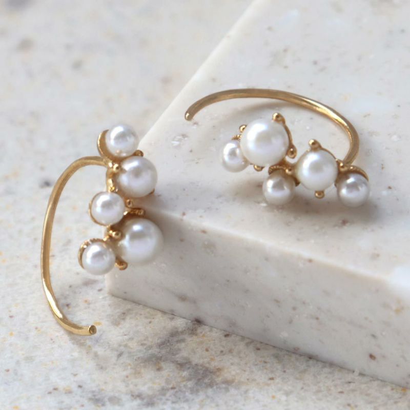 【Finobelle】ヴァイス ピアス ニッケルフリー ゴールド厚メッキ 貝パール フックピアス