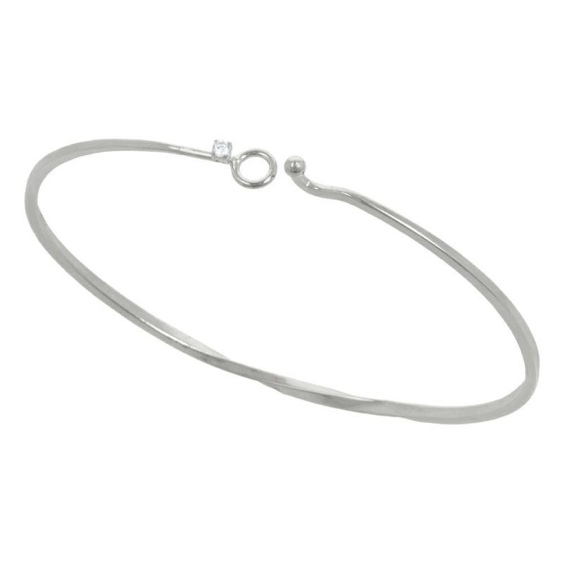 【Finobelle】ヴァイス ブレスレット ニッケルフリー 本ロジウム厚メッキ ツイスト スーパーキュービックジルコニア バングル