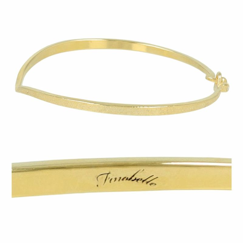 【Finobelle】ヴァイス ブレスレット ニッケルフリー ゴールド厚メッキ ディストーション スーパーキュービックジルコニア 梨地 バングル