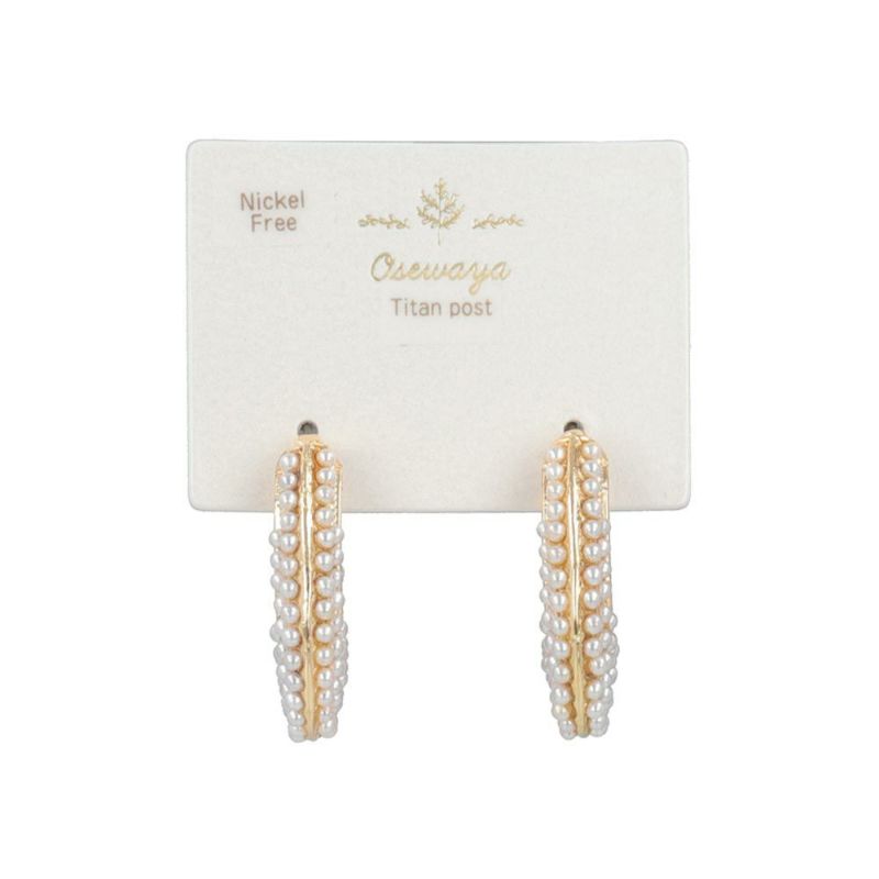 ピアス ニッケルフリー ミニパール パヴェ メタル チタンポスト スタッドピアス