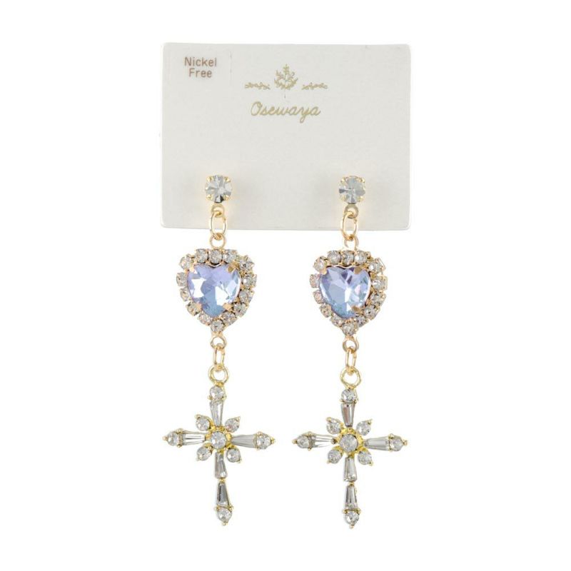 ピアス ニッケルフリー ハート クロス ビジュー スタッドピアス