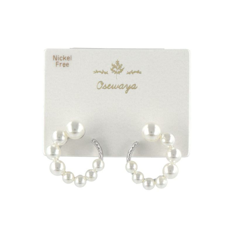 ピアス ニッケルフリー サークル メタル パール スタッドピアス