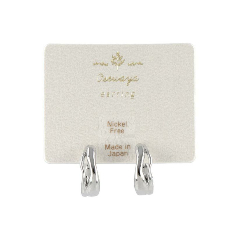 イヤリング ニッケルフリー メタル ウエーブ ライン 2連風 クリップ イヤリング