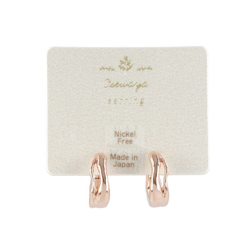 イヤリング ニッケルフリー メタル ウエーブ ライン 2連風 クリップ イヤリング