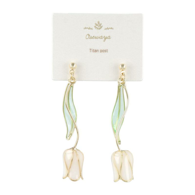 ピアス チューリップ カラー ワイヤー ロング チタンポスト スタッドピアス