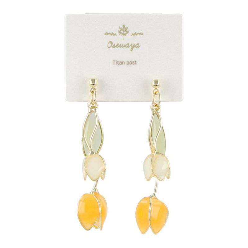 ピアス チューリップ バイカラー ワイヤー ロング チタンポスト スタッドピアス