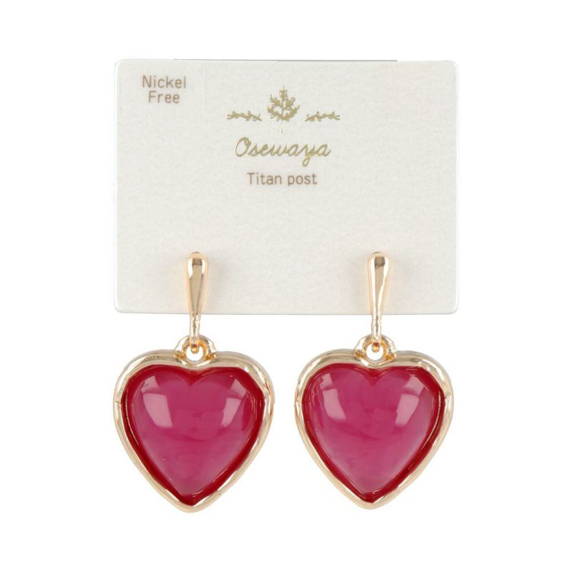 ピアス ニッケルフリー メタル フレーム カラー ハート チタンポスト スタッドピアス