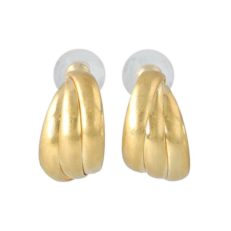 【LIMITED NUMBER】MELLOW フープ風 3連 マットメタル バックキャッチ チタンポストピアス