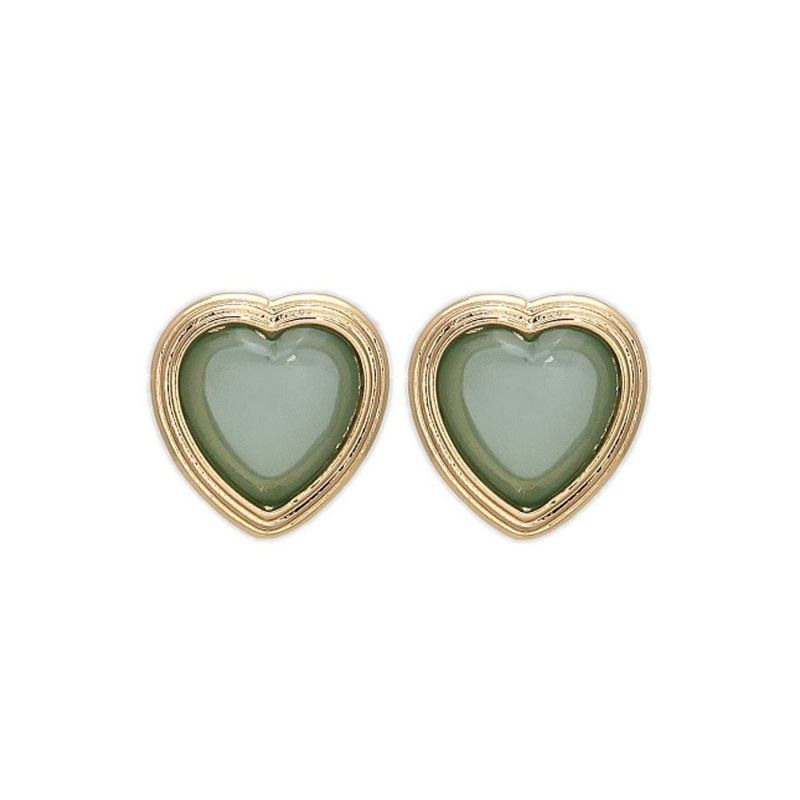 ピアス ニッケルフリー メタル フレーム クリアカラー ハート チタンポスト スタッドピアス