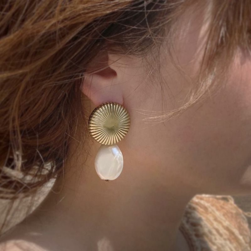 【LIMITED NUMBER】70’s USAparts ニッケルフリー メタル サークル ドロップ チタンポスト ドロップピアス