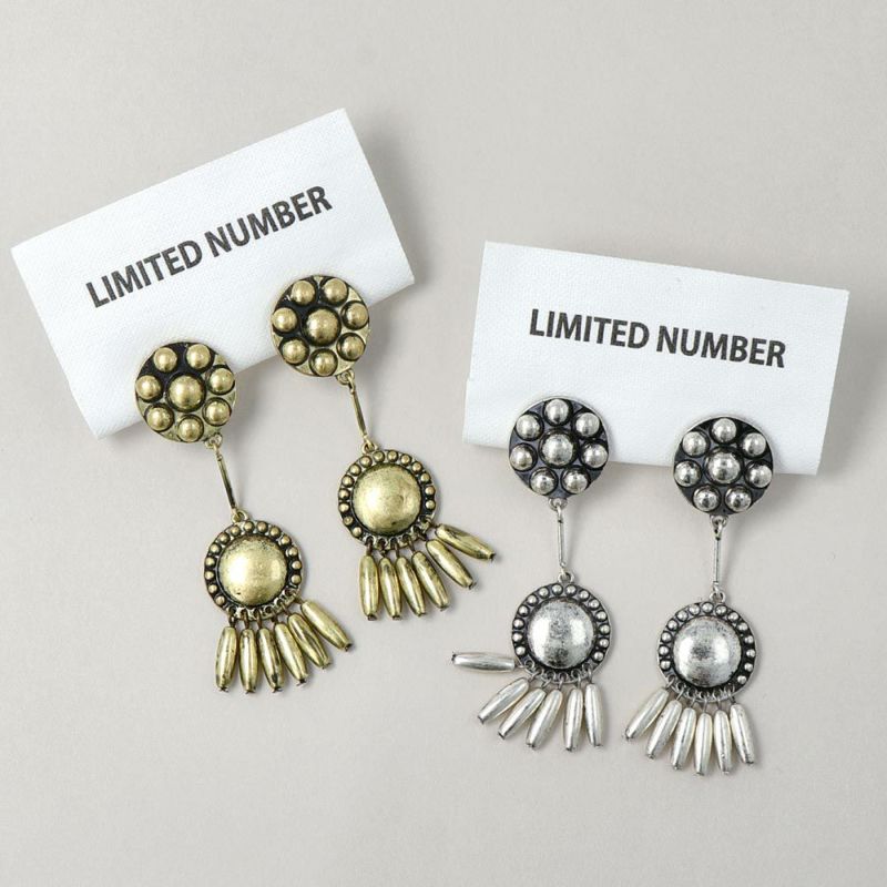 【LIMITED NUMBER】Vintage Like イヤリング ニッケルフリー メタル サークル クリップイヤリング シリコンカバー付き