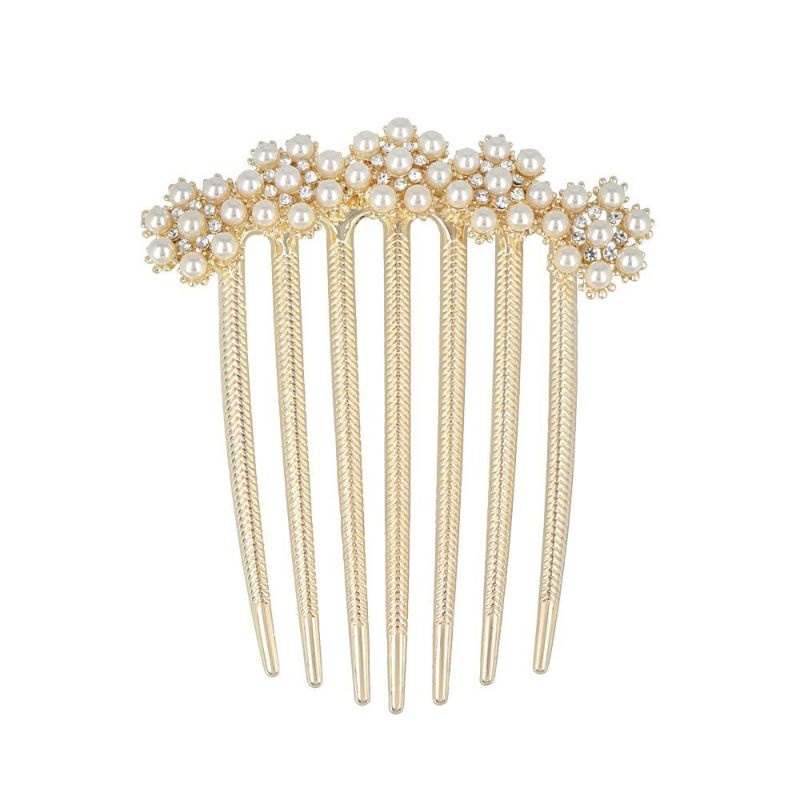 コーム パール ストーン フラワー ヘアコーム
