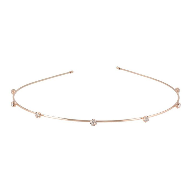 カチューシャ メタル ストーン 細身