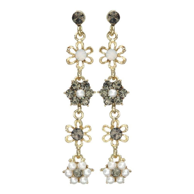 ピアス フラワー パール ジェム スタッドピアス