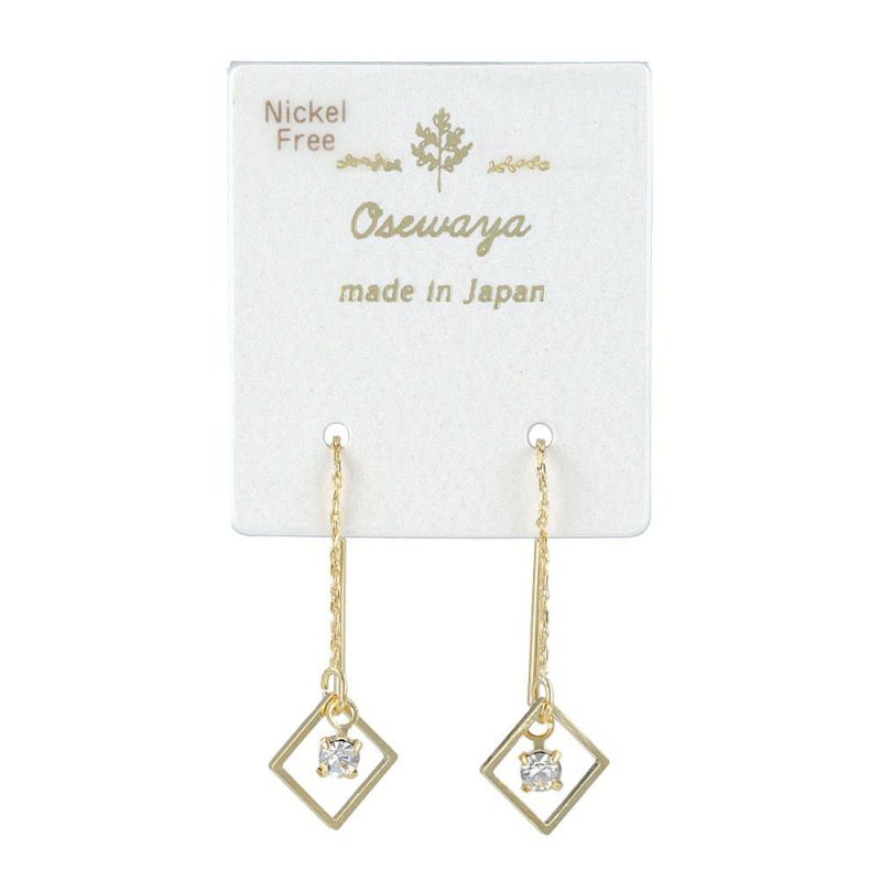 ピアス ニッケルフリー ストーン ロンバス チェーン アメリカンピアス