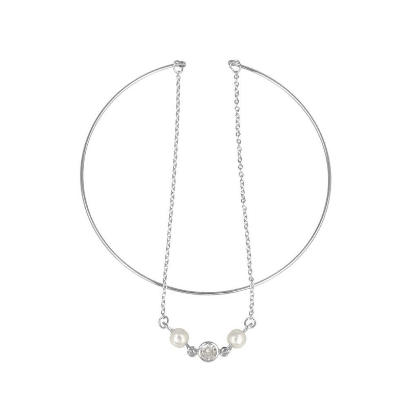 ブレスレット メタル パール キュービックジルコニア チェーン 細見 バングル