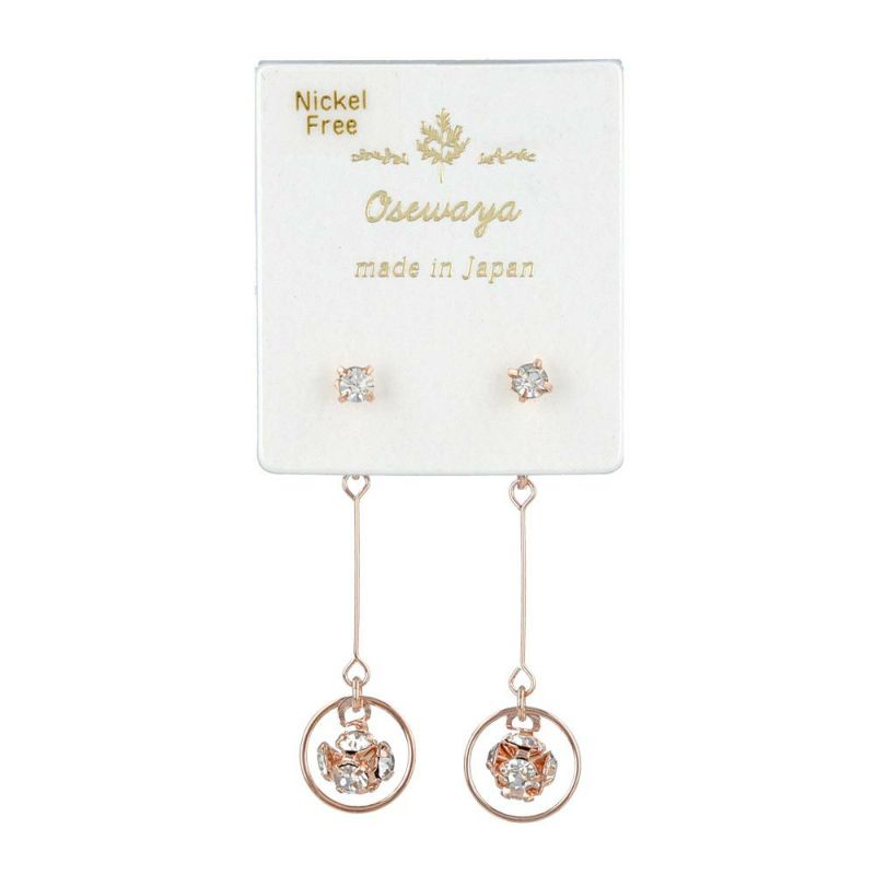 ピアス ニッケルフリー メタル ストーン ロンデルボール サークル ワイヤー バックキャッチ スタッドピアス