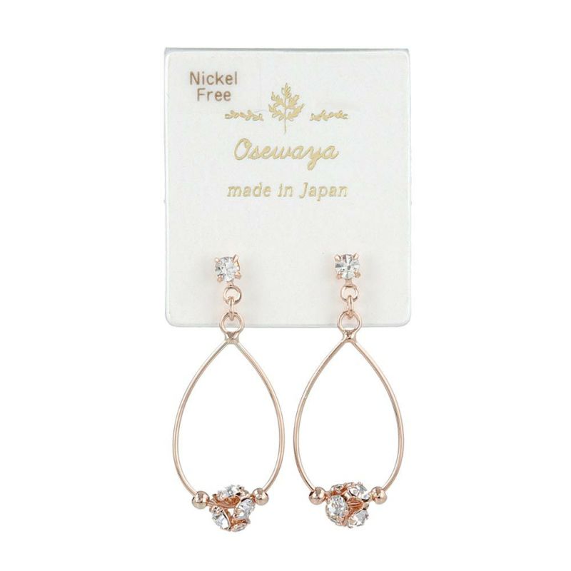 ピアス ニッケルフリー メタル ドロップ ストーン ロンデルボール ビーズ スタッドピアス