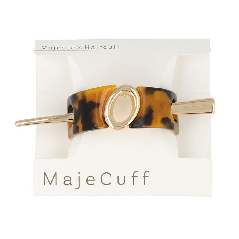 MajeCuff/マジェカフ マジェステみたいなヘアカフ ブラック べっ甲風 オーバル メタル