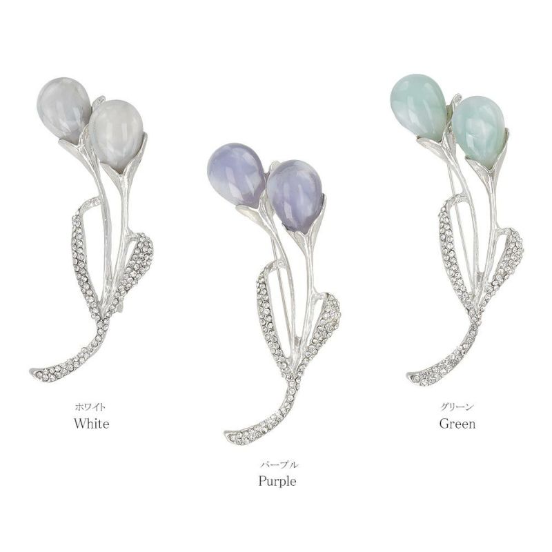 ブローチ 花の蕾 マーブル 樹脂 ストーン ピンタイプ