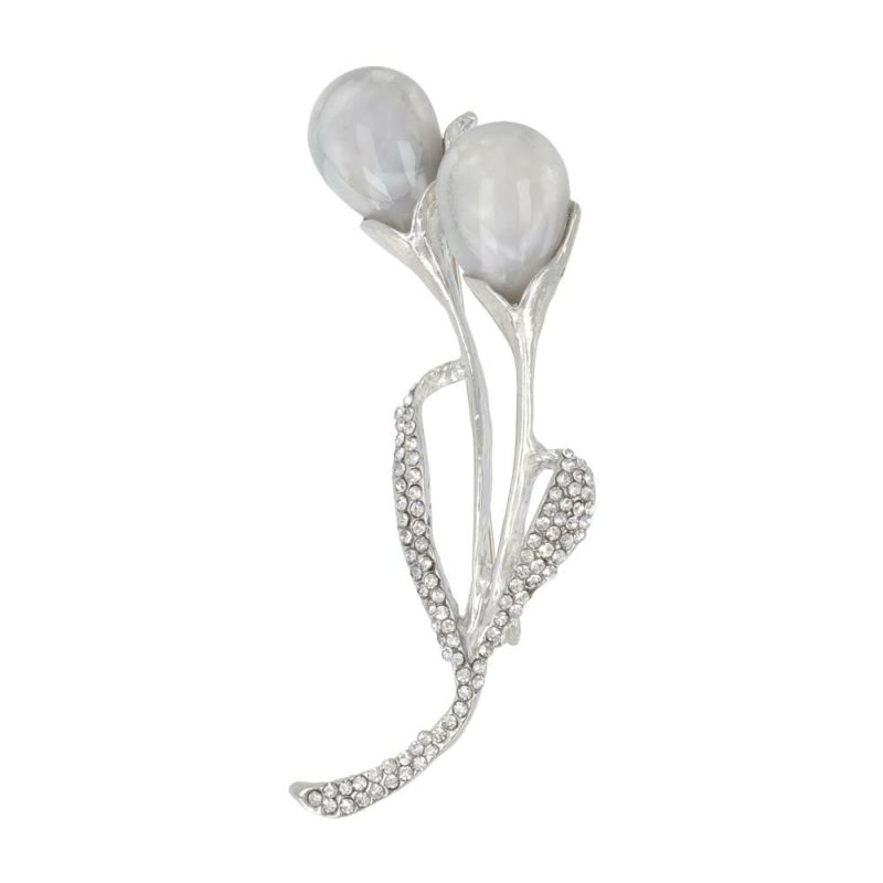 ブローチ 花の蕾 マーブル 樹脂 ストーン ピンタイプ