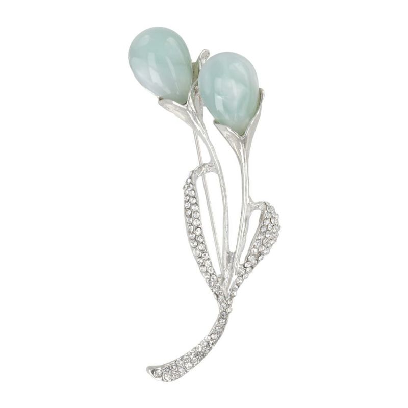 ブローチ 花の蕾 マーブル 樹脂 ストーン ピンタイプ