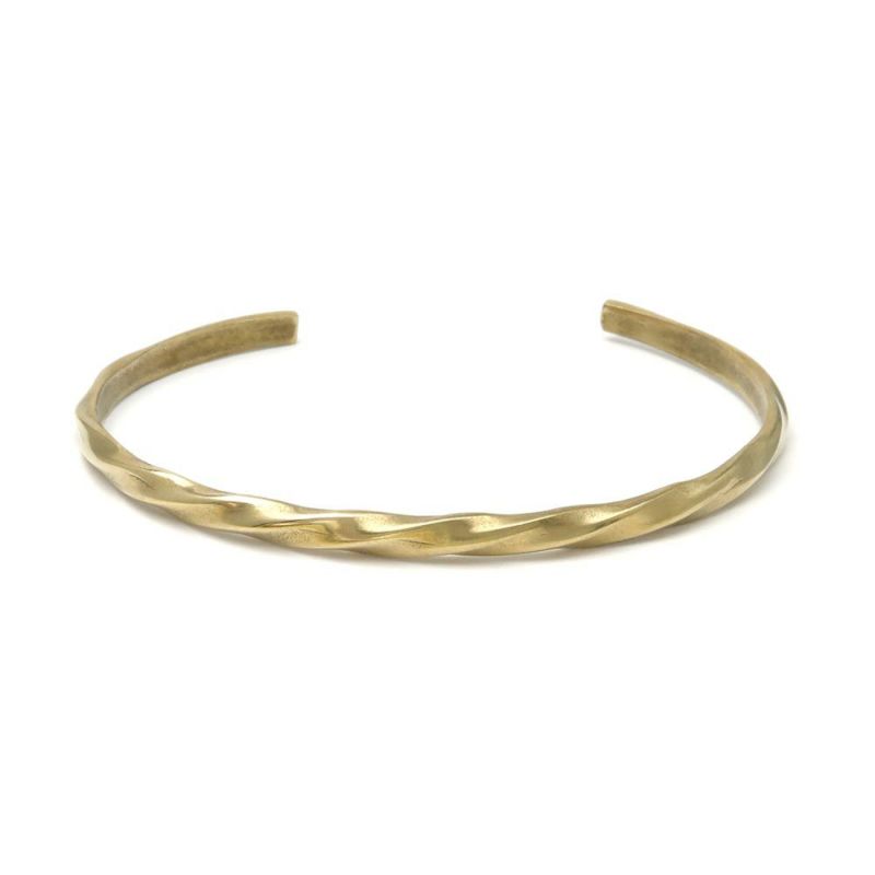 ブレスレット 経年変化 BRASS しんちゅう ウェーブ ハーフバングル ニッケルフリー ケース入り
