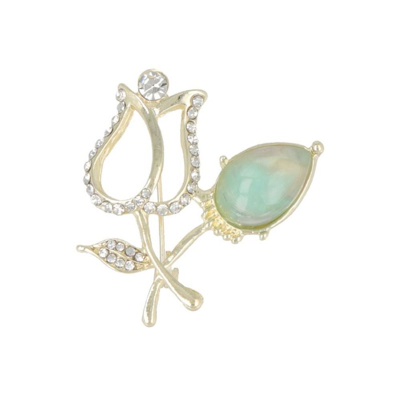 ブローチ チューリップ マーブル 樹脂 ストーン ピンタイプ