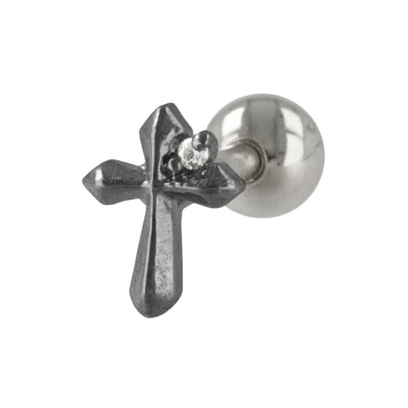 OUTLET 70%OFF|ボディピアス クロス キュービックジルコニア ストレートバーベル ネジ式 サージカルステンレス 16G 【1個販売】
