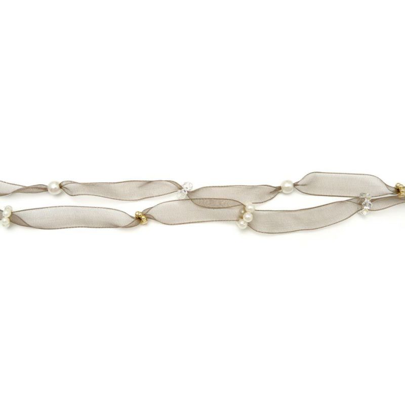 ネックレス ニッケルフリー パール ビーズ メタル リボン 2連 チョーカー