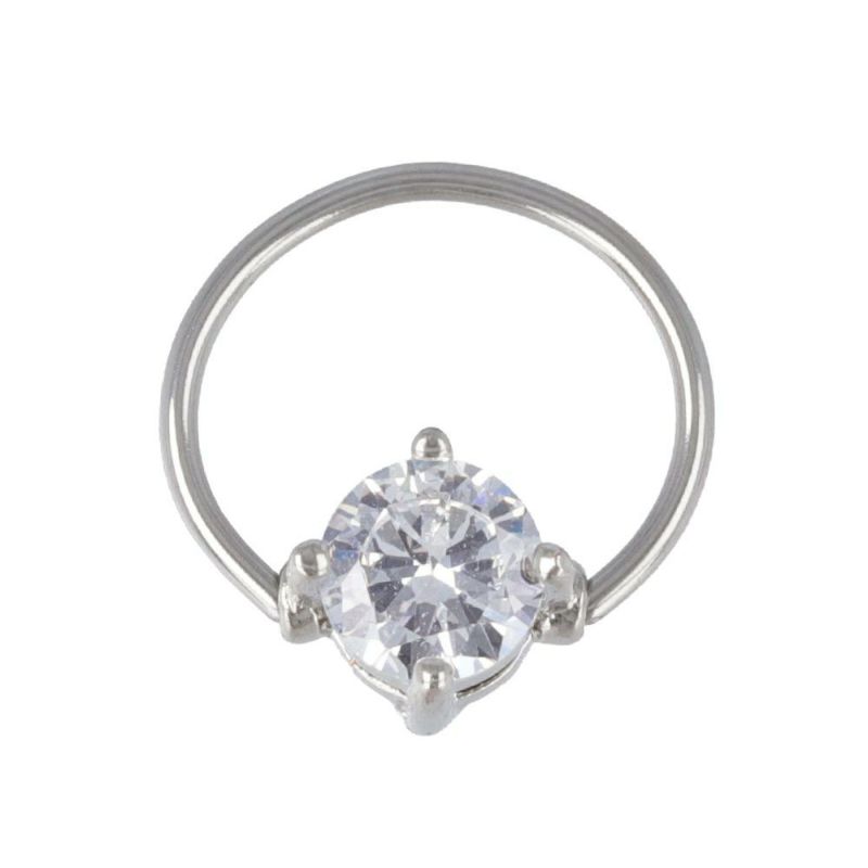 OUTLET 70%OFF|ボディピアス キュービックジルコニア 爪 キャプティブリング サージカルステンレス 18G 【1個販売】