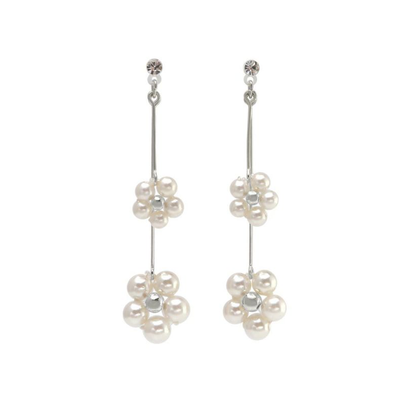 樹脂ピアス ビーズ フラワー パール ストーン メタル ワイヤー スタッドピアス