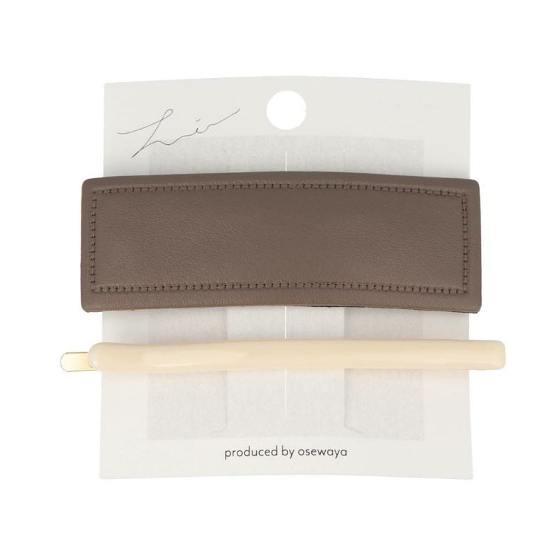 ヘアピン ニッケルフリー フェイクレザー アクリル スリーピン アメピン 2本セット