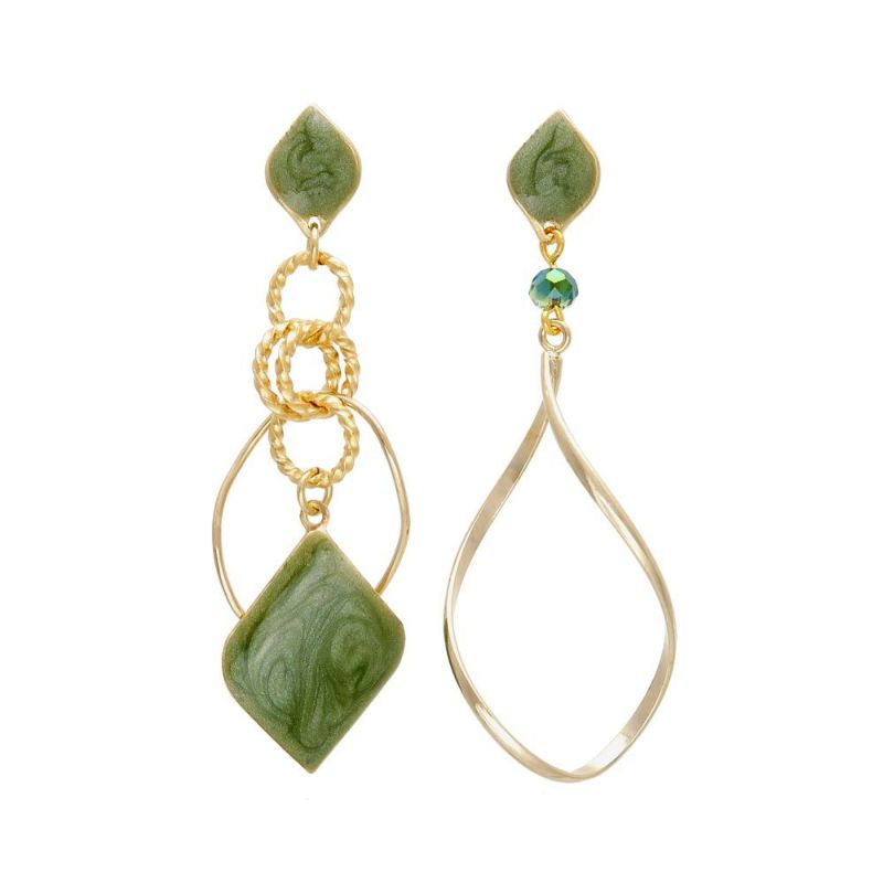 ピアス ニッケルフリー ストーン エポ メタル オーバル アシンメトリー チタンポスト スタッドピアス