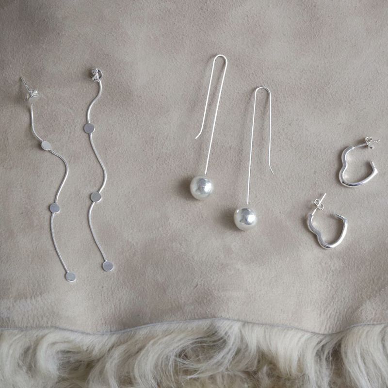 【LIMITED NUMBER】silver925 collection ドットチェーン スタッドピアス ニッケルフリー ミニジュエリーポーチ付き