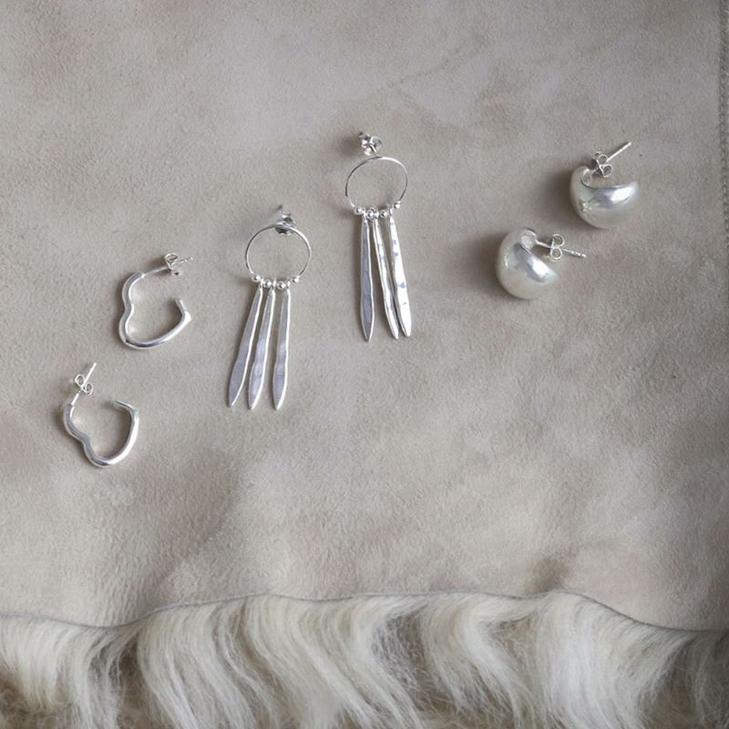 【LIMITED NUMBER】silver925 collection ビーンズ C型 スタッドピアス ミニジュエリーポーチ付き