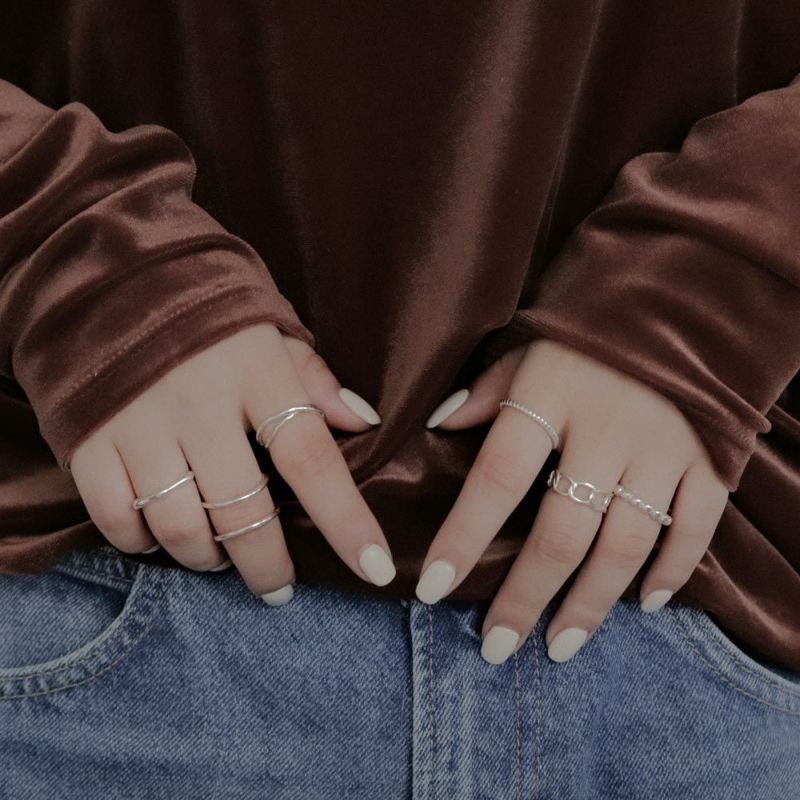 【LIMITED NUMBER】silver925 collection ダブル ライン リング フリーサイズ 指輪 ニッケルフリー ミニジュエリーポーチ付き