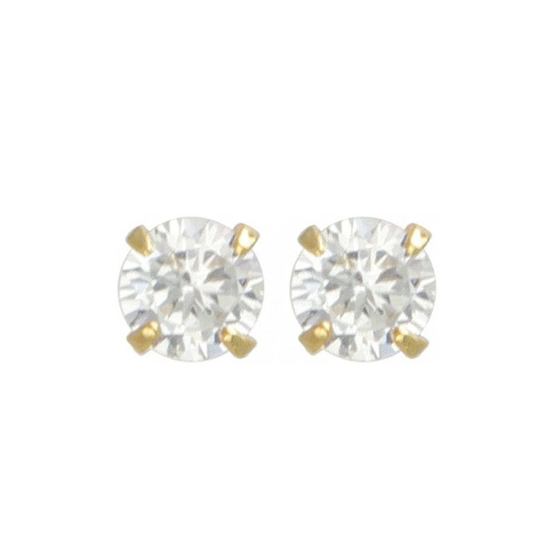 ピアス ニッケルフリー 4mm 1粒 キュービックジルコニア K18 18金ポスト スタッドピアス