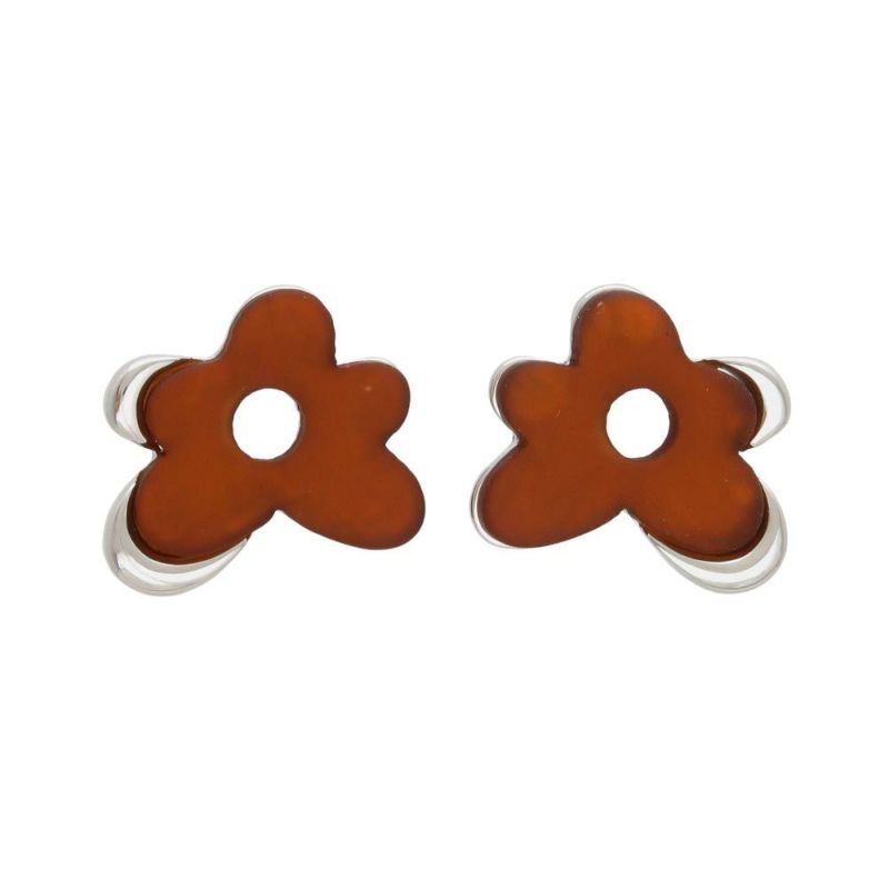 ピアス ニッケルフリー フラワー マットカラー メタル チタンポスト スタッドピアス