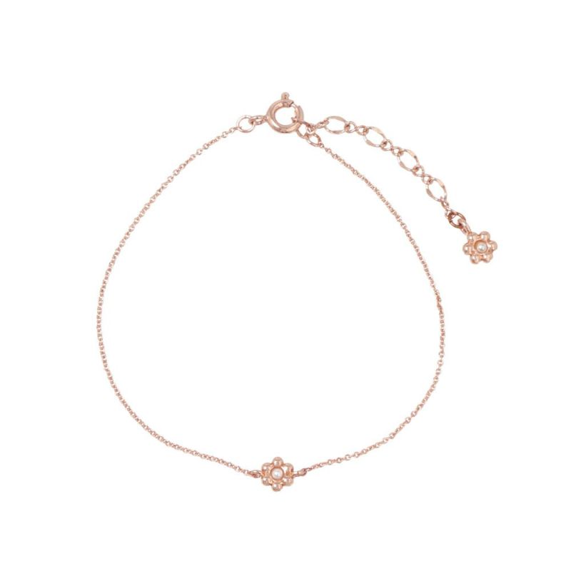 ブレスレット ニッケルフリー メタル フラワー パール チェーンブレスレット