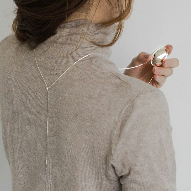 【LIMITED NUMBER】silver925 plated collection シルバーチェーン ニッケルフリー オーバル スライドボール ロング ペンダントネックレス オリジナル巾着付き