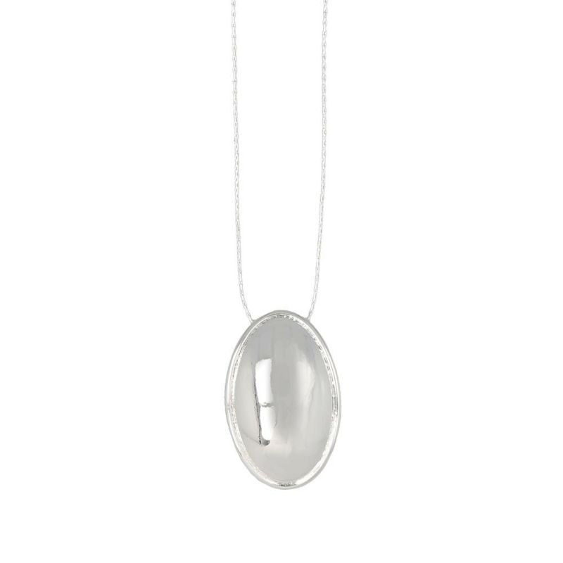 【LIMITED NUMBER】silver925 plated collection シルバーチェーン ニッケルフリー オーバル スライドボール ロング ペンダントネックレス オリジナル巾着付き