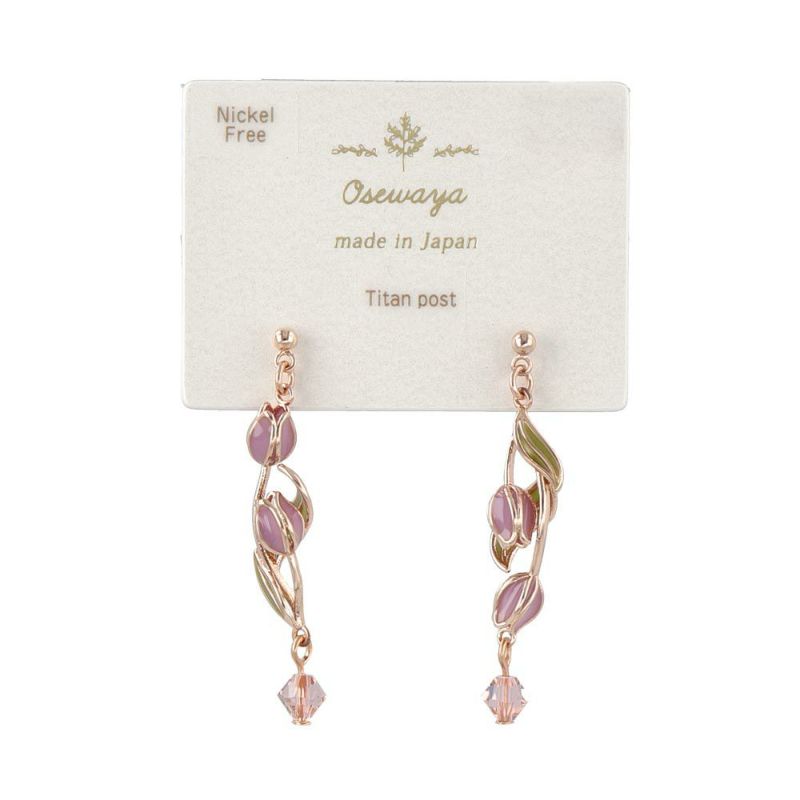 ピアス ニッケルフリー チューリップ メタル カラー ビーズ チタンポスト スタッドピアス